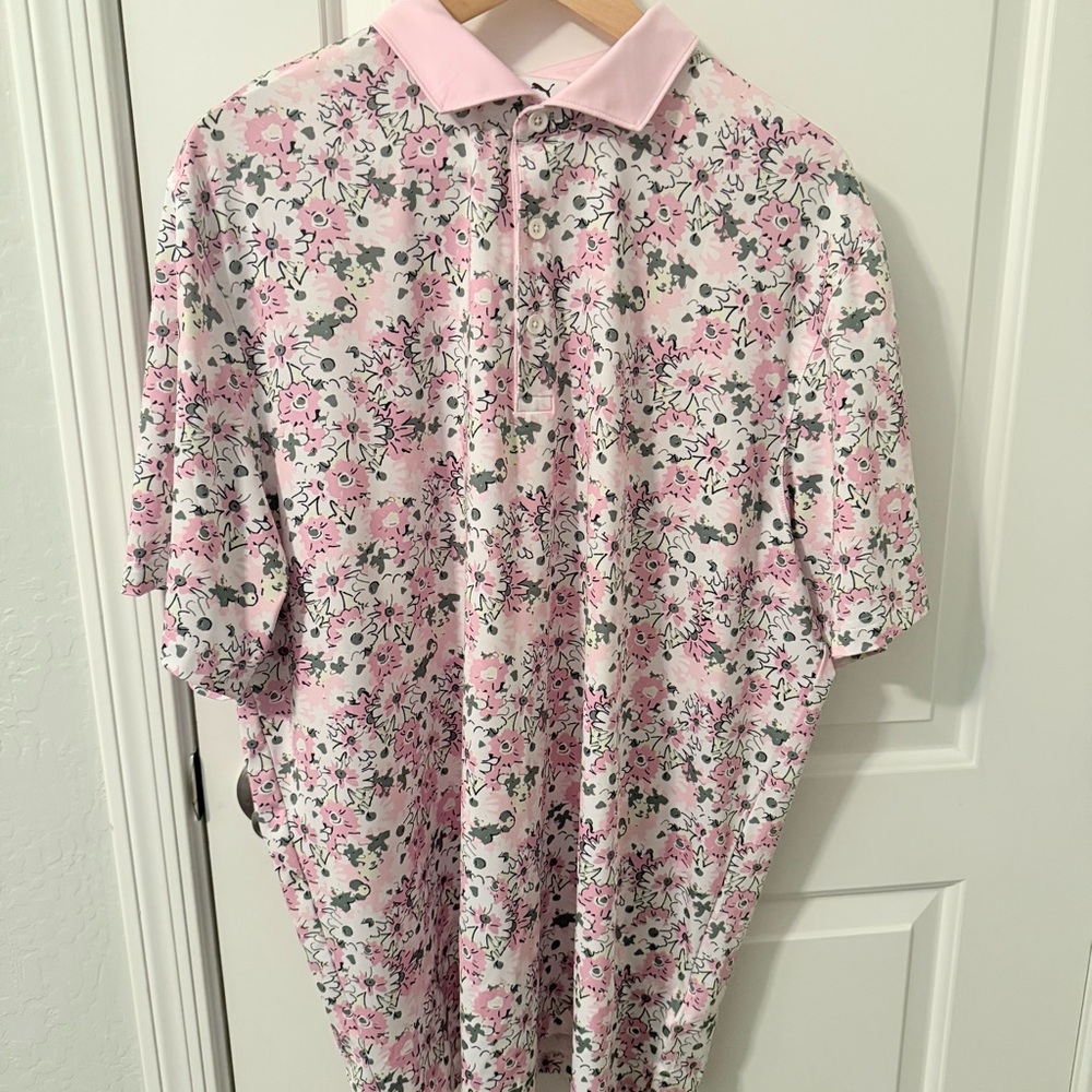 Floral Pink Polo Shirt